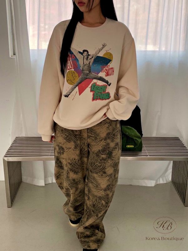 Fw445 冬季 繽紛的大學tee 加絨 