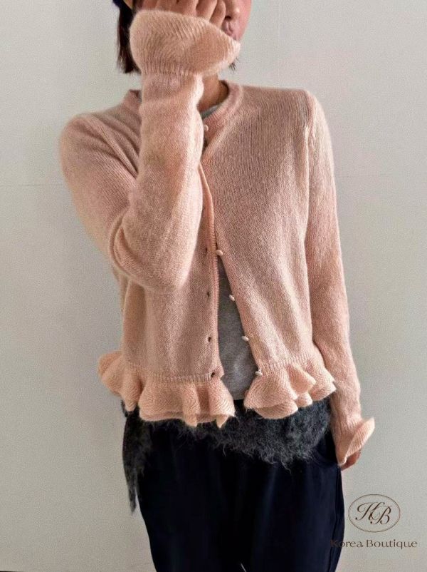 Fw186 秋季 下擺花邊開襟衫 