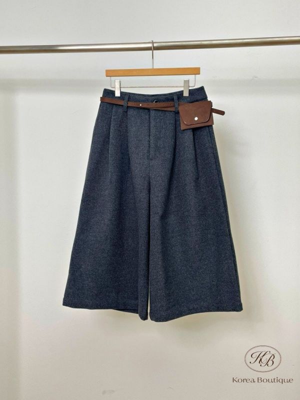 Fw367 秋季 時髦的毛呢七分褲 