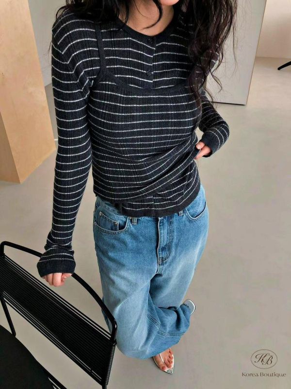 SS100 春季 質感條紋兩件式 