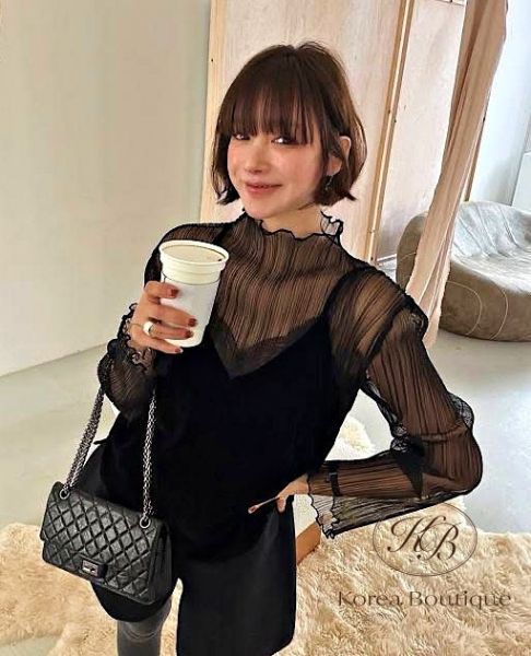 FWKR70 冬季 時髦紋理透露上衣 