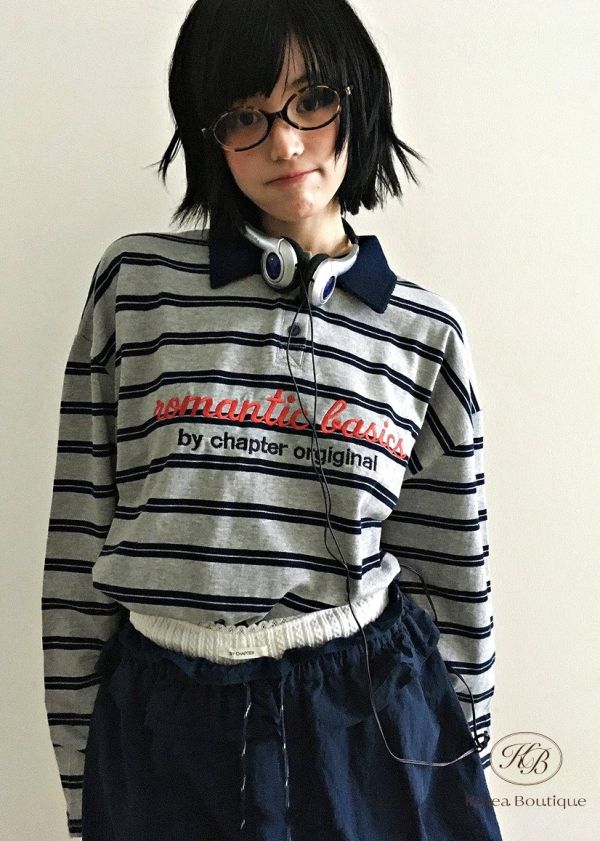 Fw168 秋季 可愛配色的條紋polo杉 