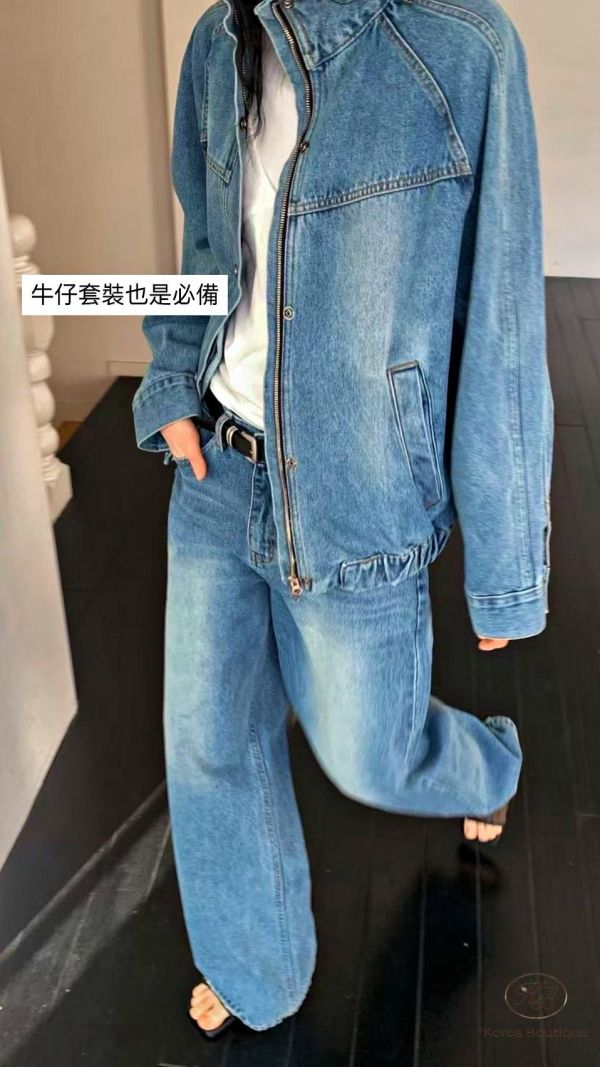 SS162 春季 好看的壓線翻領牛仔外套 