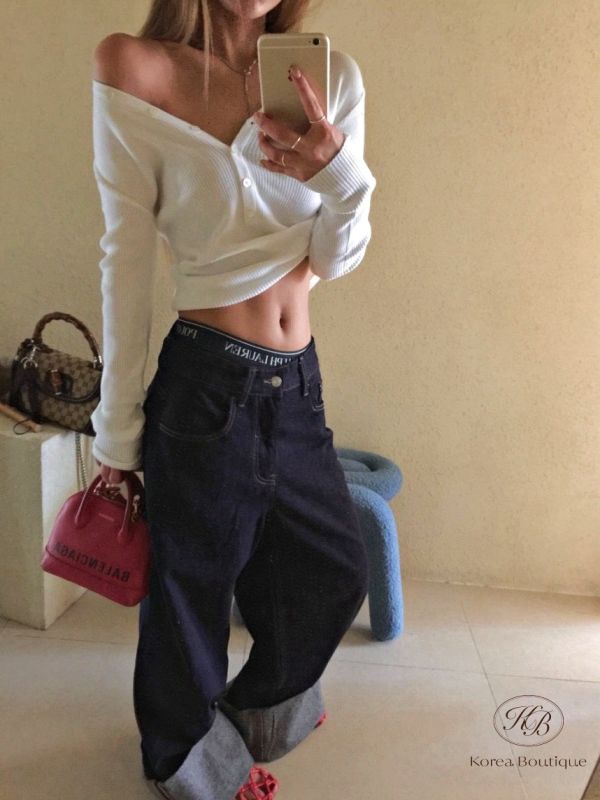 Fw390 秋季 下擺可摺德丹寧原色牛仔褲 