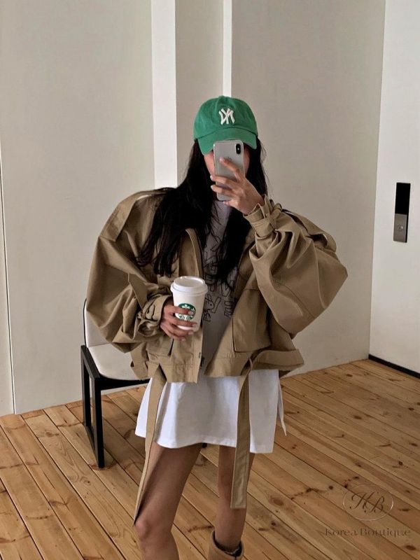 SS189 春季 好看的短版風衣外套 