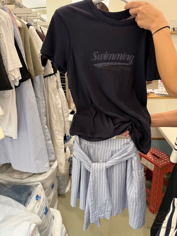 Kr41 夏裝 英文字母+假兩件式褲裙 