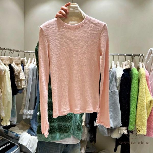 SS210 春季 手袖很美的螺紋上衣 