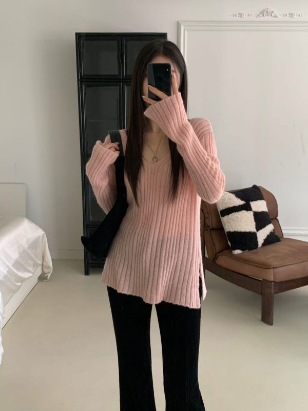 Fw373 秋季 質感v領上衣 