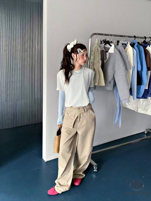 SS169 春季 附腰封設計的牛仔褲 