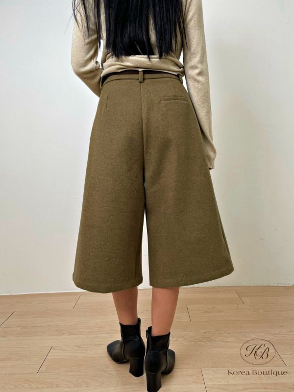 Fw367 秋季 時髦的毛呢七分褲 