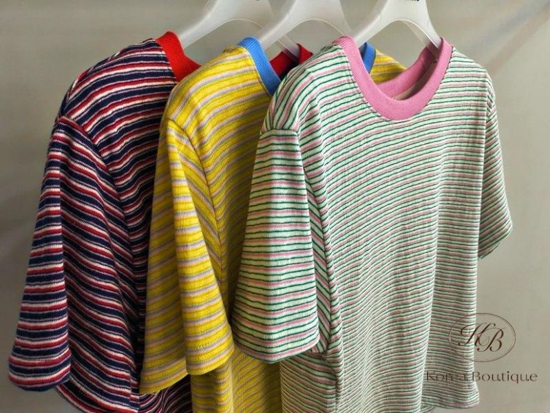 SS435 春季 糖果色配色的條紋tee 