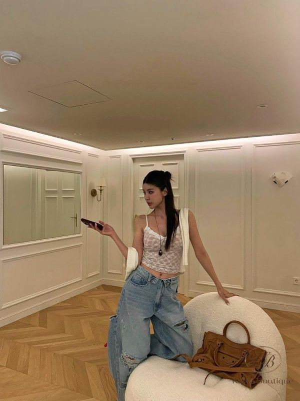 SS395 春季 褲頭設計破損牛仔褲 