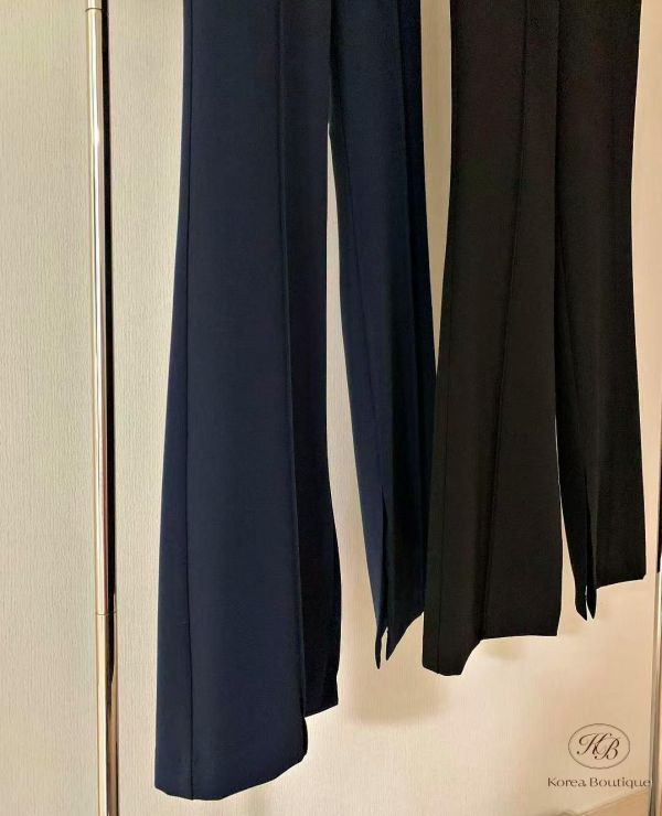 SS144 春季 好看的車縫邊西裝褲 開叉 