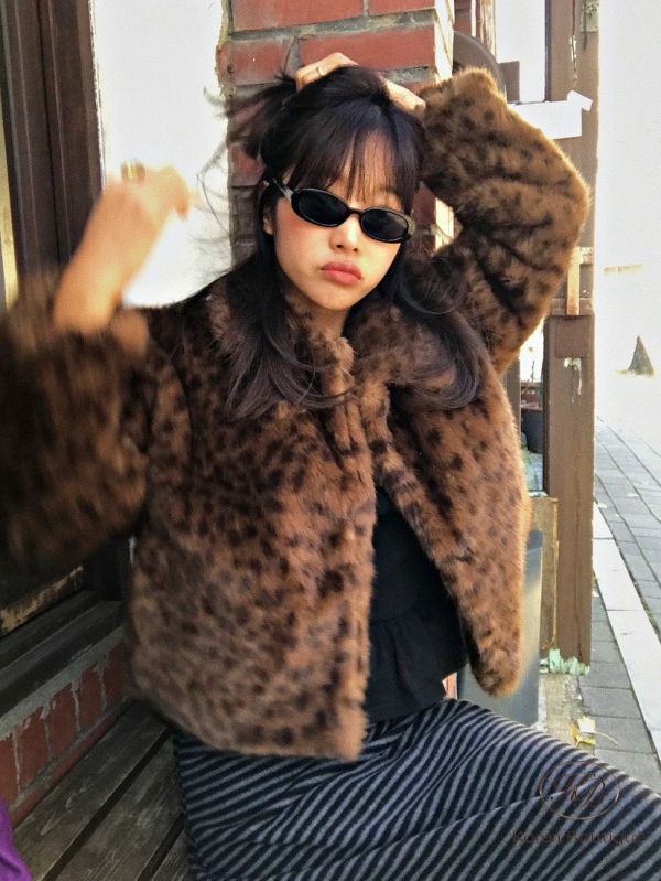 FWKR97 冬季 動物斑點皮草外套 