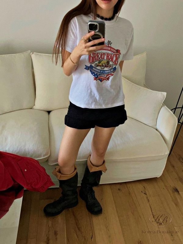 SS174 春季 美式風可愛水洗棉tee 