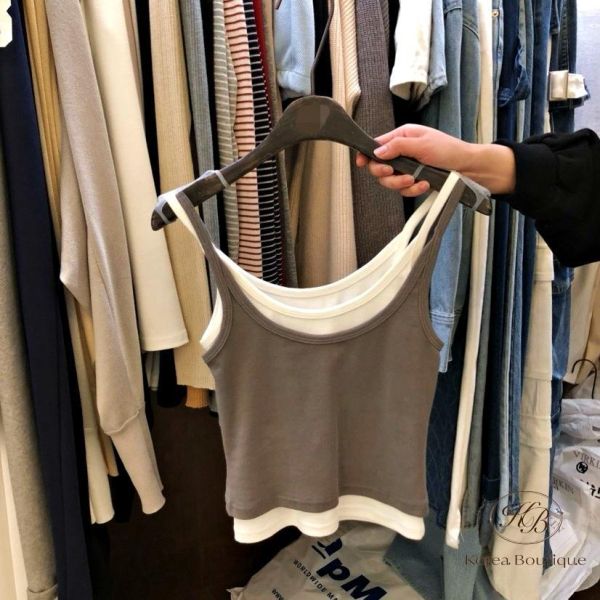 SS217 春季 假兩件背心 