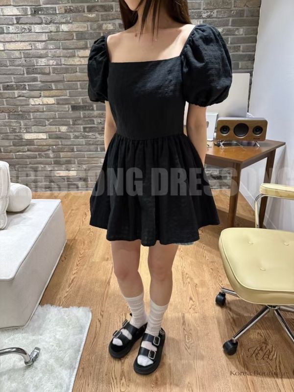 Spv31 春裝 氣質方領澎袖綁帶上衣 