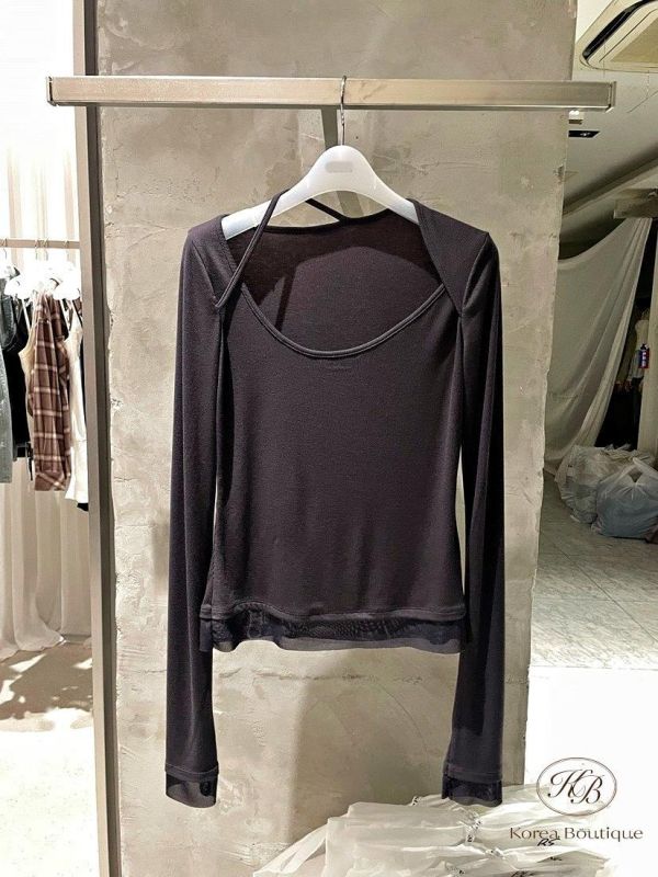 FW2716 秋季 彈性棉挖領上衣 
