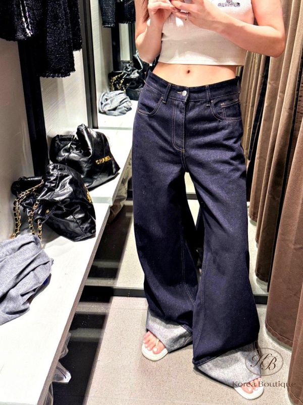 Fw390 秋季 下擺可摺德丹寧原色牛仔褲 