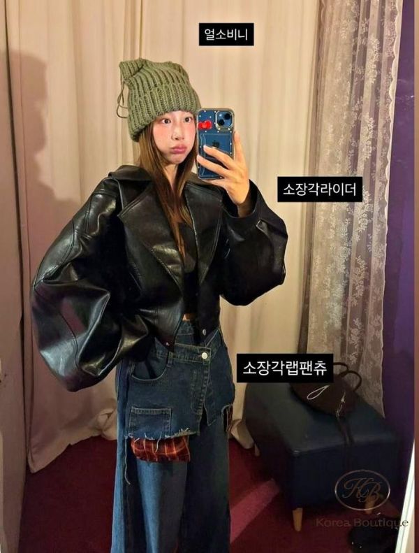 SS130 春季 蝴蝶結造型皮衣 