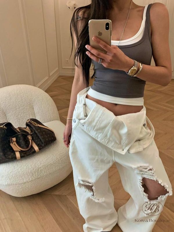 SS217 春季 假兩件背心 