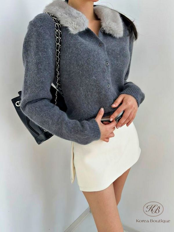 Fw483 冬季 毛毛領針織外套 