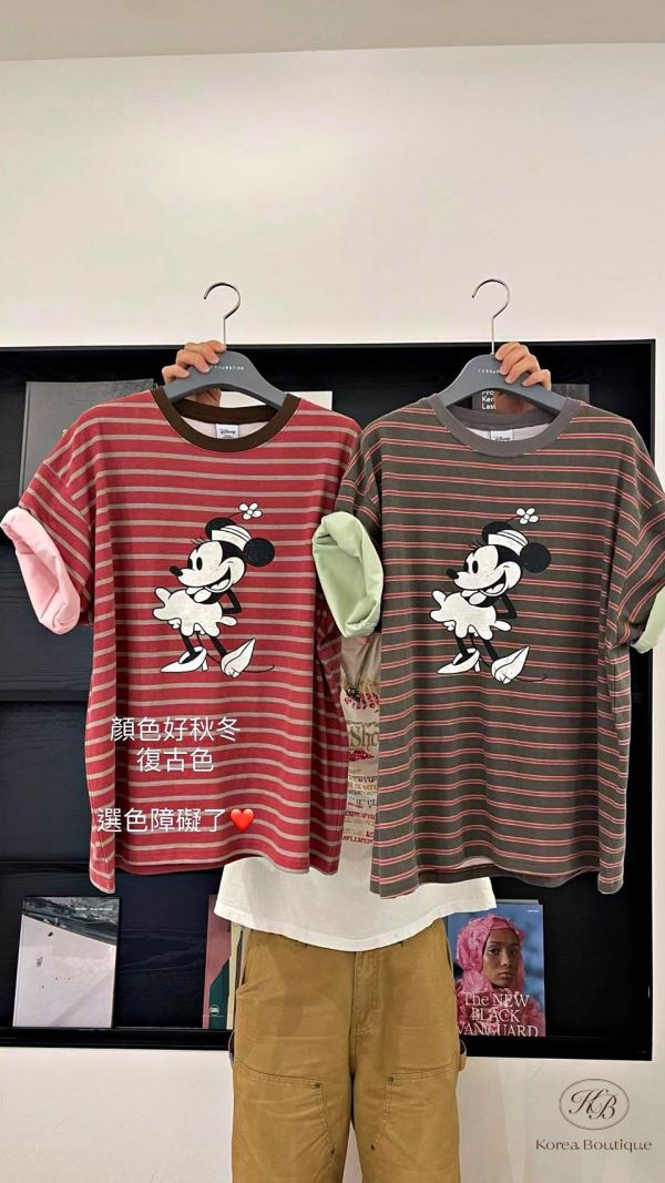 FW2640 秋季 復古色米妮條紋tee 