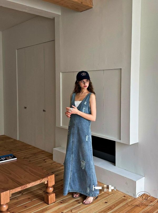 SS417 春季 好好看的破損牛仔裙 