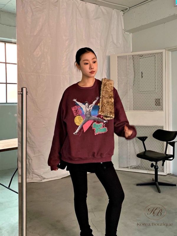 Fw445 冬季 繽紛的大學tee 加絨 