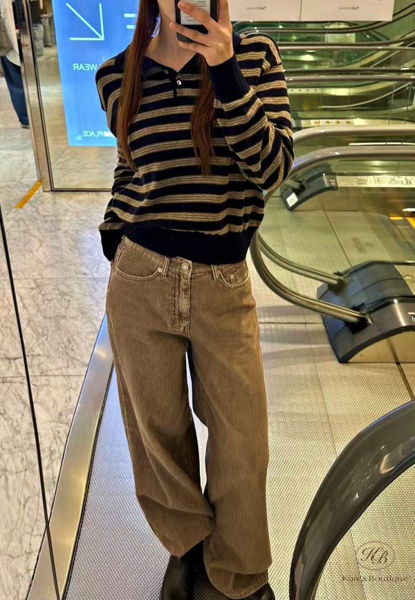 Fw371 秋季 條紋polo毛衣 親膚材質 