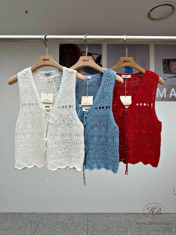 SS360 春季 好好看的簍空針織背心 