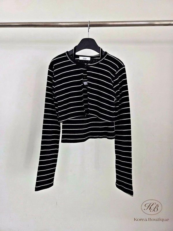 SS90 春季 條紋薄長袖套裝 