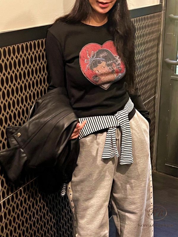 Fw381 秋季 愛心塗鴉上衣 