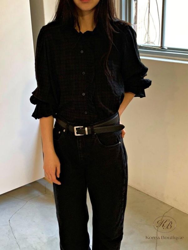 SS295 春季 束口袖花邊襯衫 