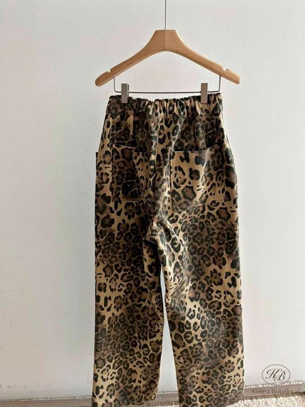 SS95 春季 豹紋後鬆緊長褲 