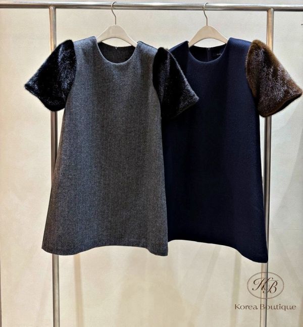 FWKR91 冬季 毛毛袖洋裝 