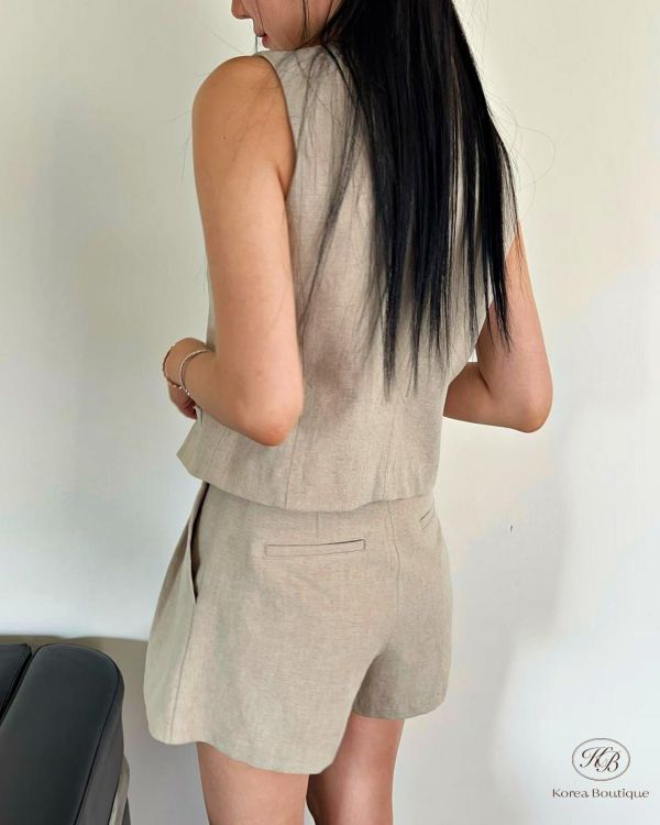 SS464 春季 亞麻背心套裝 