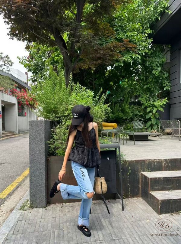 Su33 夏裝 Love圖案設計牛仔褲 