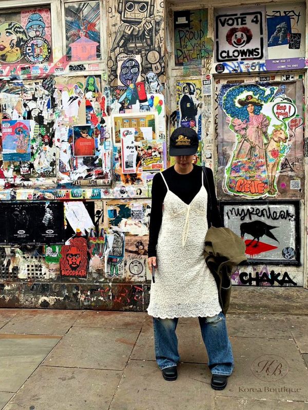 Fw446 冬季 細肩蕾絲背心裙 