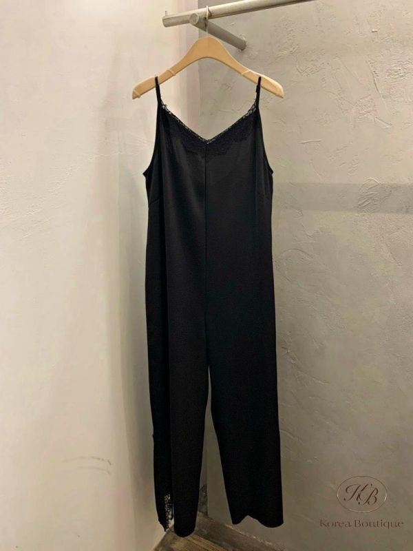 SS384 春季 蕾絲背心絲綢連身褲 