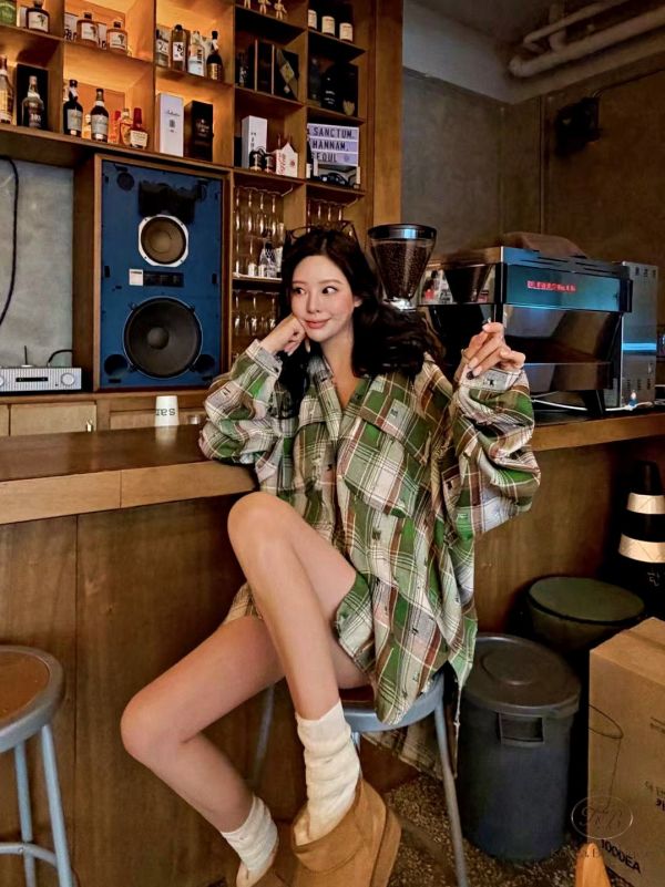 Fw353 秋季 破損感格紋套裝 