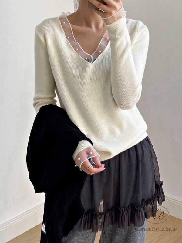 FWKR100 冬季 珍珠紡紗針織上衣 