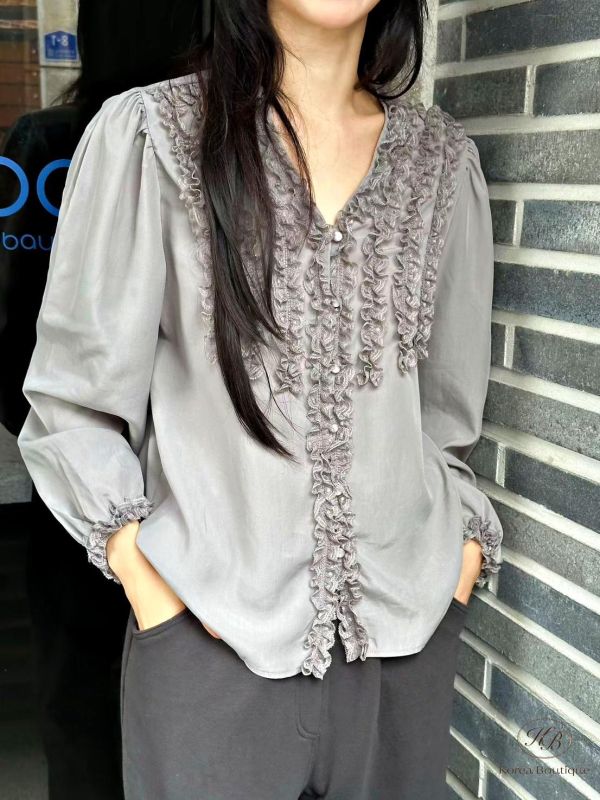FW2724 秋季 波浪花邊上衣 