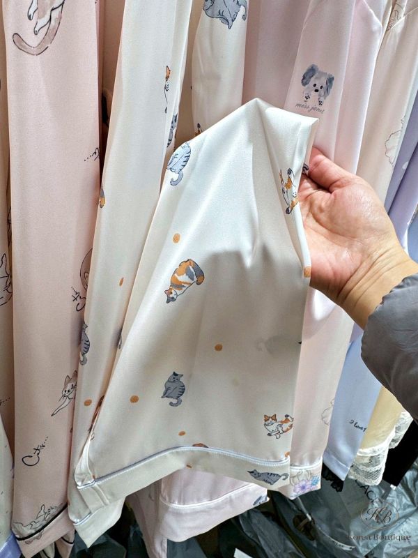 FWKR23 冬季 貓咪緞面睡衣 