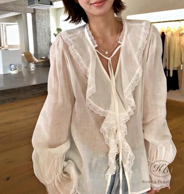 SS232 春季 波里米亞風的維透膚上衣 