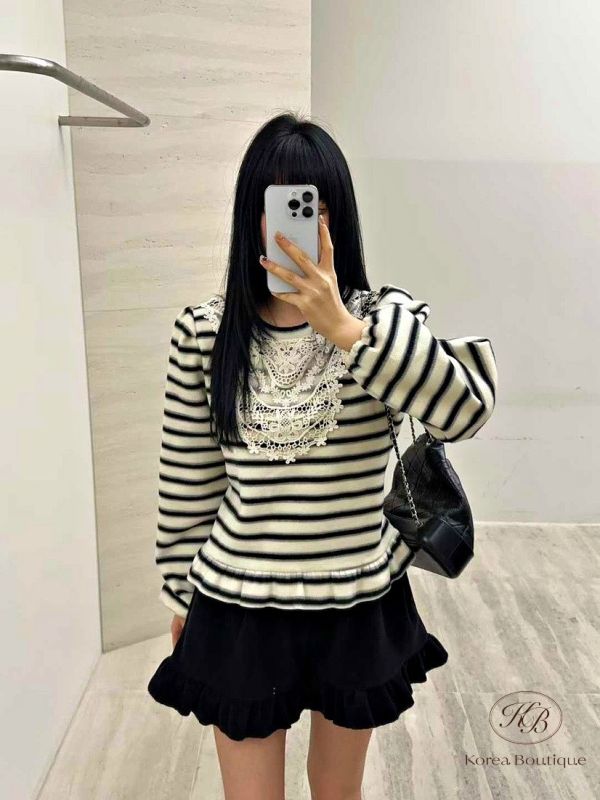 FWKR88 冬季 條紋絨布上衣 喜歡有點華麗感 