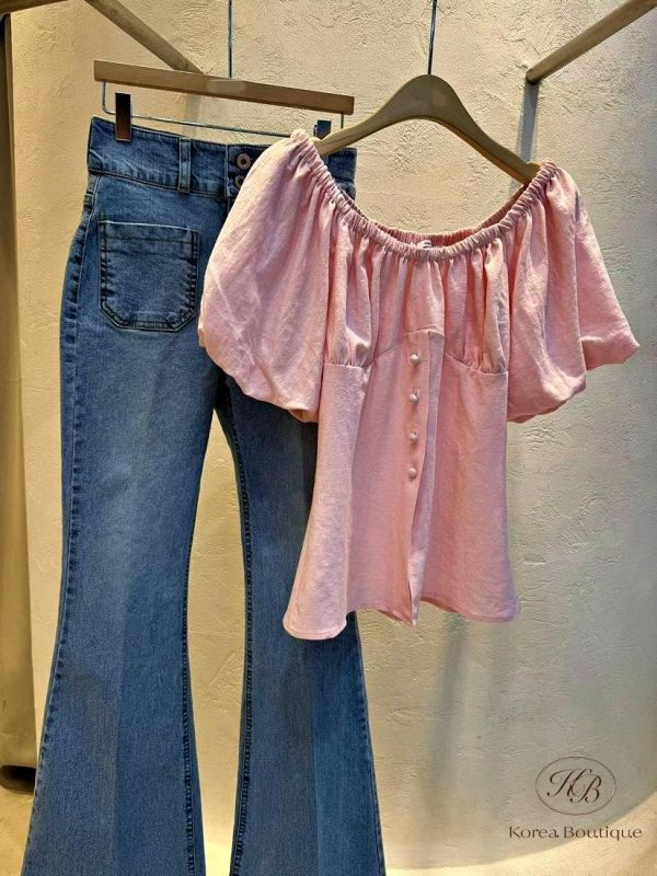 SS332 春季 縮腰可拉平口上衣 