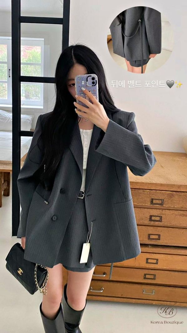 FW3877 秋季 質感很美的一套條紋西裝套裝 