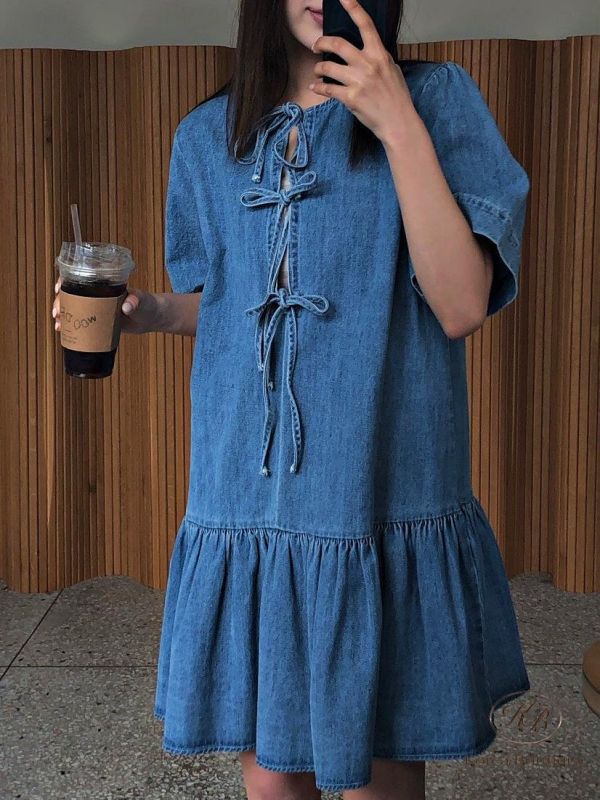 SS293 春季 前後都可以穿的牛仔洋裝 