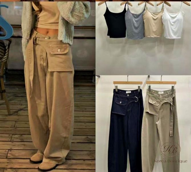 SS169 春季 附腰封設計的牛仔褲 